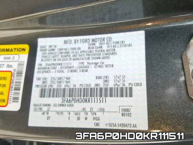 3FA6P0HD0KR111511 фото 2