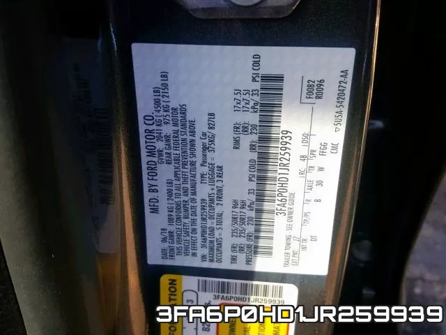 3FA6P0HD1JR259939 фото 2