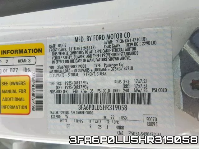 3FA6P0LU5HR319058 фото 2