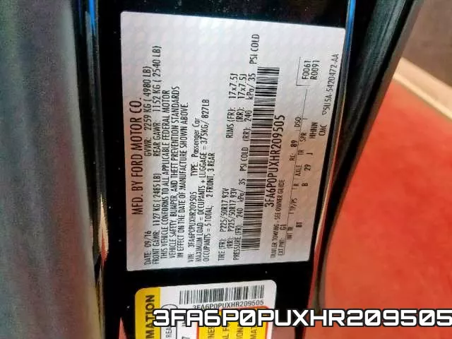 3FA6P0PUXHR209505 фото 2