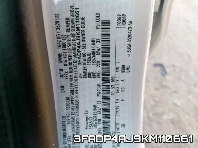 3FADP4AJ9KM110661 фото 2