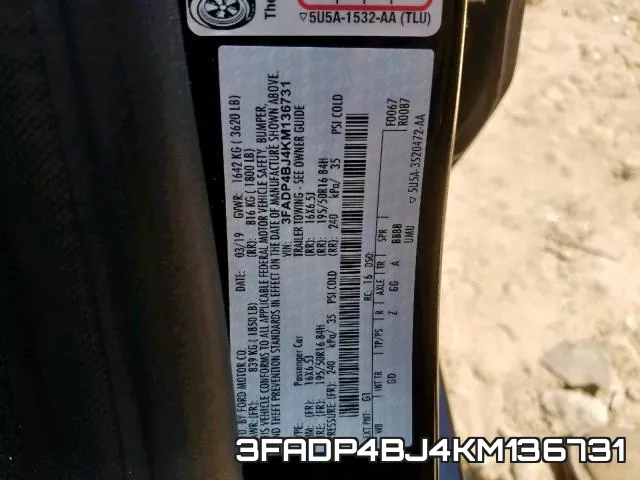 3FADP4BJ4KM136731 фото 2