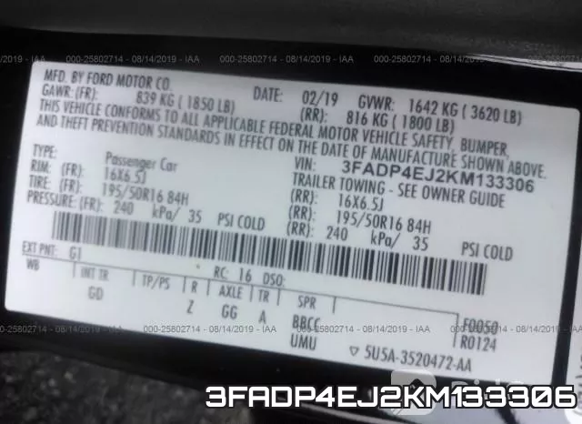 3FADP4EJ2KM133306 фото 10