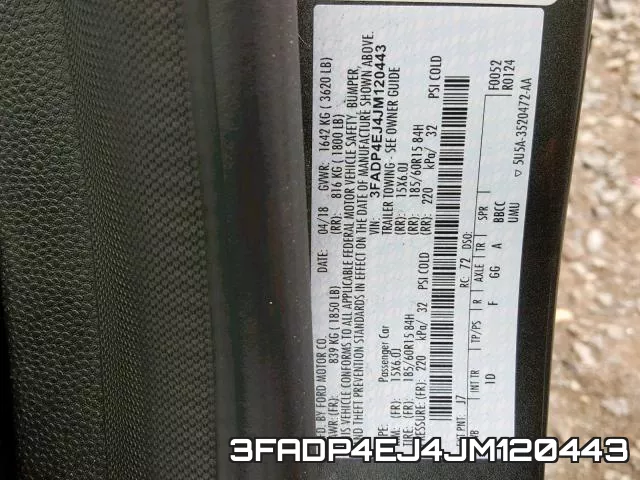 3FADP4EJ4JM120443 фото 2