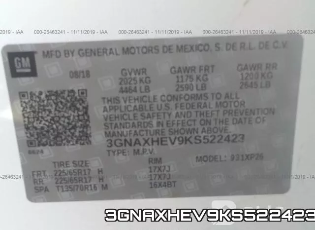 3GNAXHEV9KS522423 фото 10