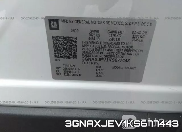 3GNAXJEV1KS677443 фото 10