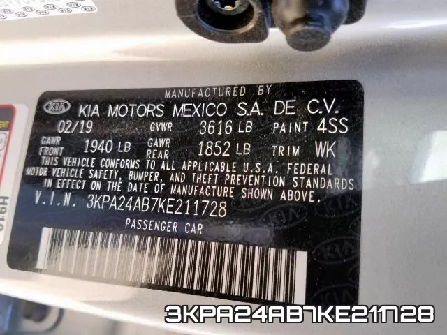 3KPA24AB7KE211728 фото 2