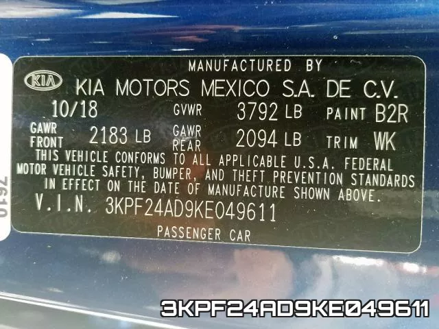 3KPF24AD9KE049611 фото 2