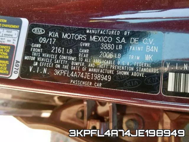3KPFL4A74JE198949 фото 2