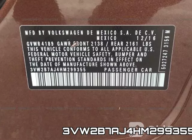 3VW2B7AJ4HM299355 фото 10
