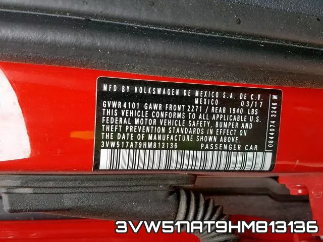 3VW517AT9HM813136 фото 2