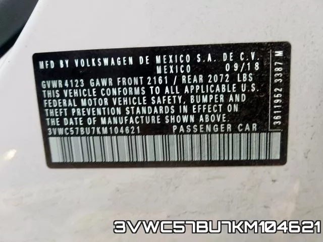3VWC57BU7KM104621 фото 2