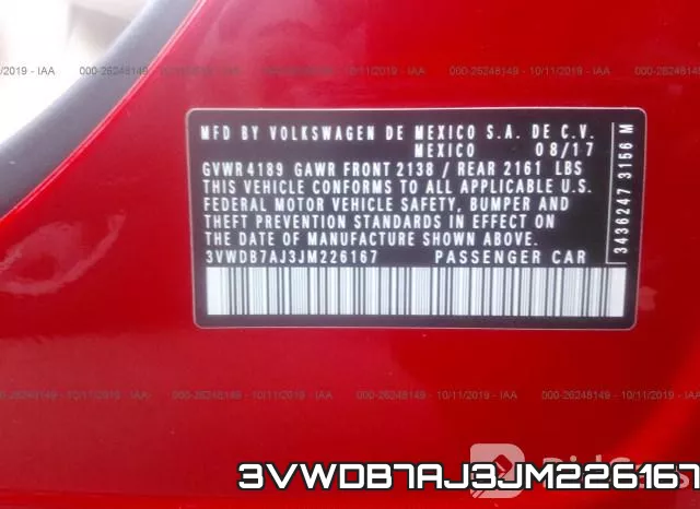 3VWDB7AJ3JM226167 фото 10
