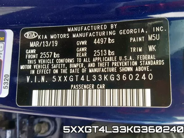 5XXGT4L33KG360240 фото 2
