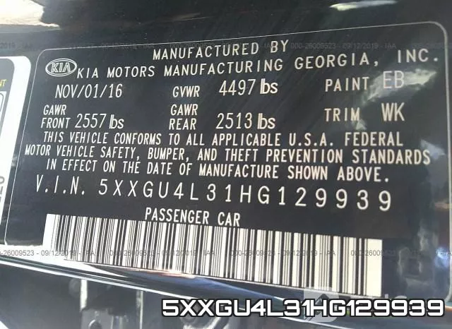 5XXGU4L31HG129939 фото 9