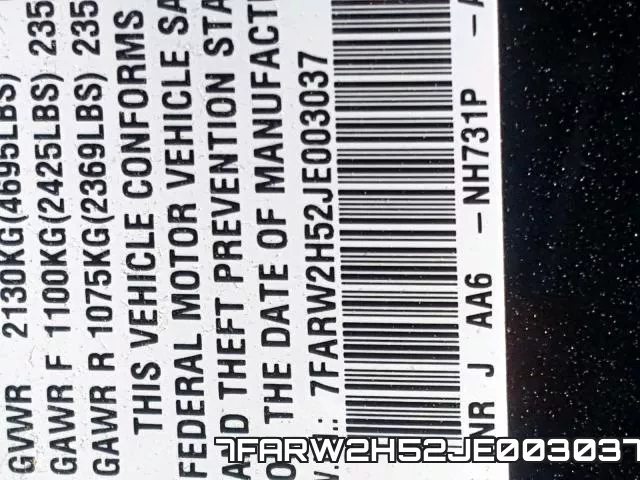 7FARW2H52JE003037 фото 2