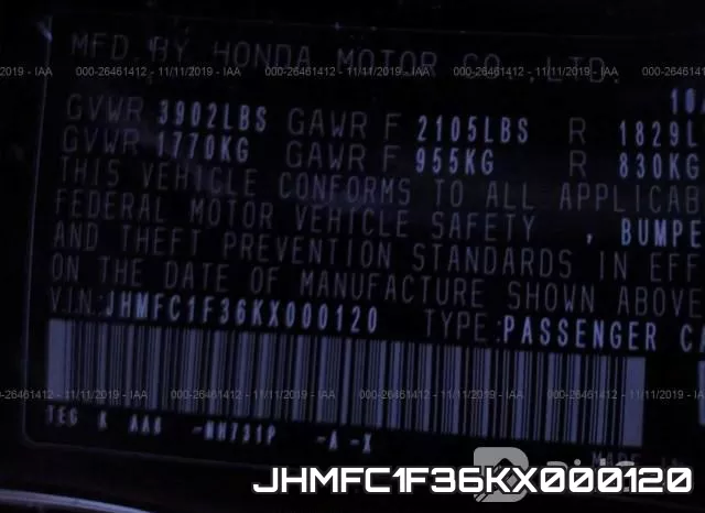 JHMFC1F36KX000120 фото 10
