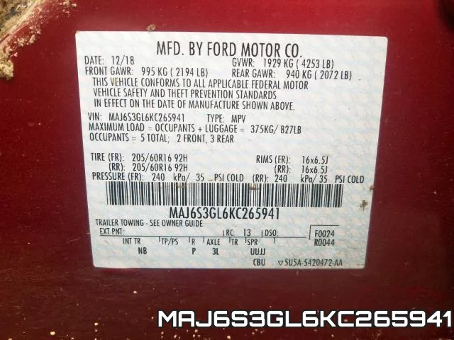 MAJ6S3GL6KC265941 фото 2