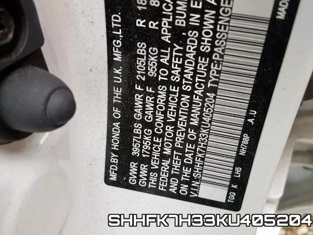 SHHFK7H33KU405204 фото 2