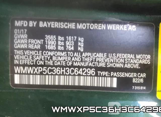 WMWXP5C36H3C64296 фото 10