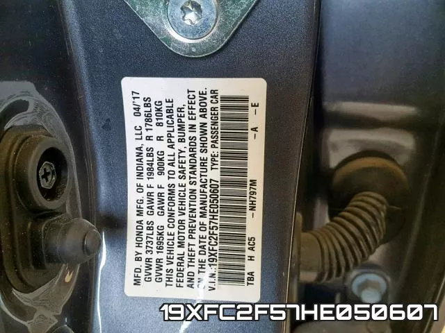 19XFC2F57HE050607 фото 2