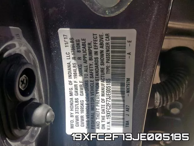19XFC2F73JE005185 фото 2