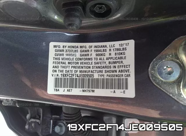 19XFC2F74JE009505 фото 9