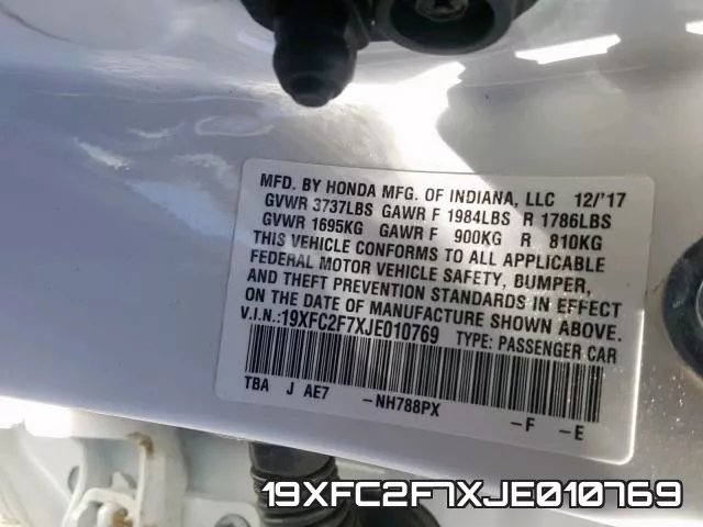 19XFC2F7XJE010769 фото 2