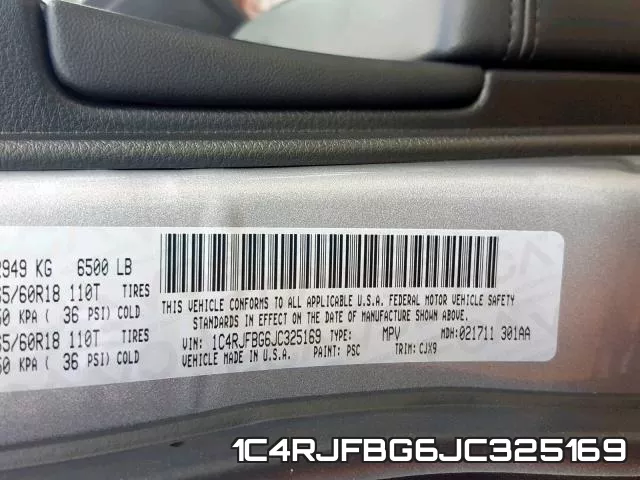 1C4RJFBG6JC325169 фото 2