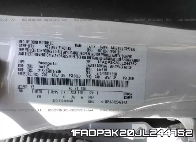 1FADP3K20JL244752 фото 10