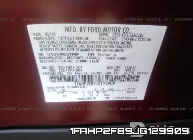 1FAHP2F89JG129909 фото 10