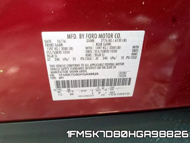 1FM5K7D80HGA98826 фото 2