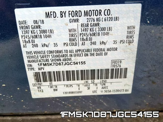1FM5K7D87JGC54155 фото 2