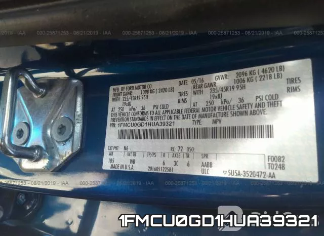 1FMCU0GD1HUA39321 фото 10