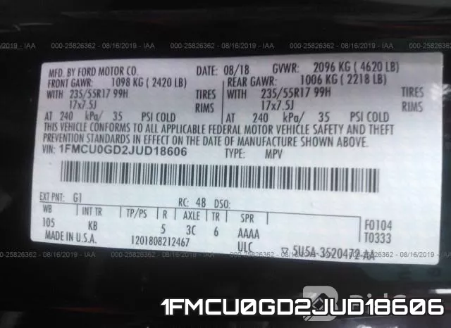 1FMCU0GD2JUD18606 фото 9