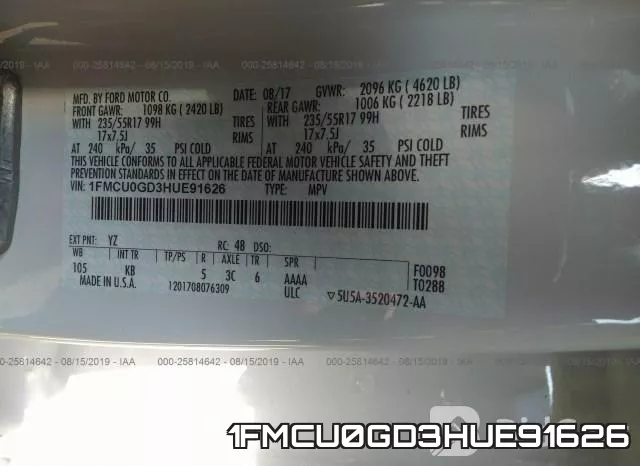 1FMCU0GD3HUE91626 фото 10