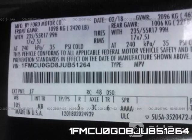 1FMCU0GD8JUB51264 фото 10
