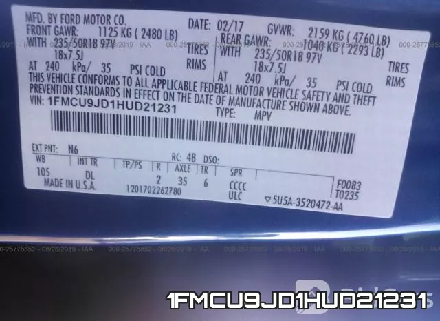 1FMCU9JD1HUD21231 фото 10