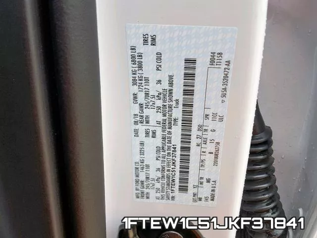 1FTEW1C51JKF37841 фото 2