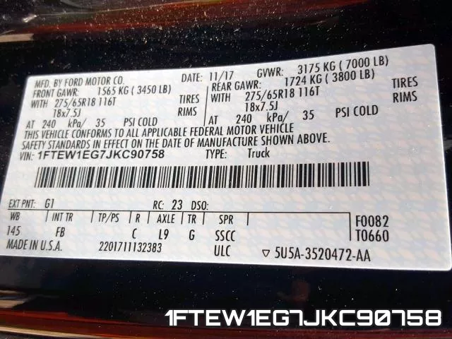 1FTEW1EG7JKC90758 фото 2
