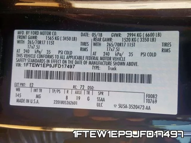 1FTEW1EP9JFD17497 фото 2