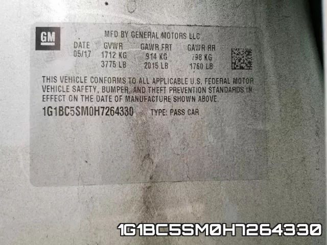 1G1BC5SM0H7264330 фото 2
