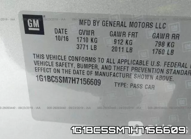 1G1BC5SM7H7156609 фото 9