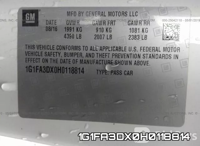 1G1FA3DX0H0118814 фото 10