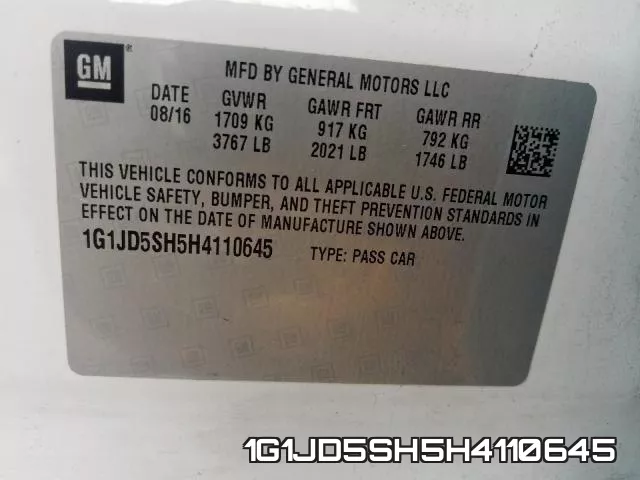 1G1JD5SH5H4110645 фото 2