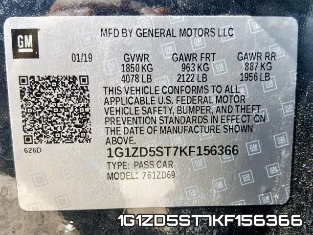 1G1ZD5ST7KF156366 фото 2
