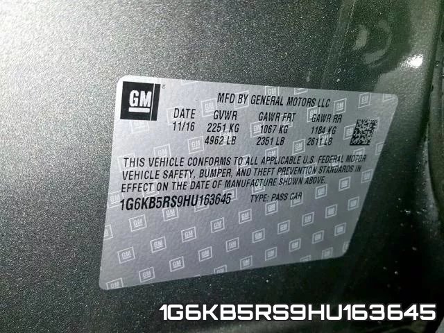 1G6KB5RS9HU163645 фото 2