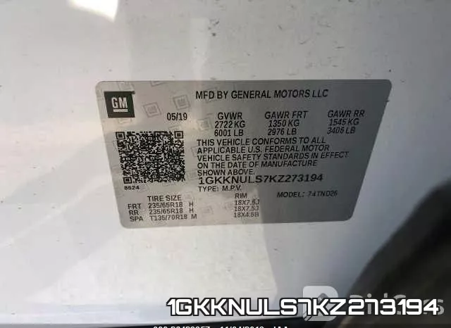 1GKKNULS7KZ273194 фото 10