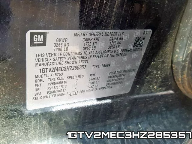 1GTV2MEC3HZ285357 фото 2