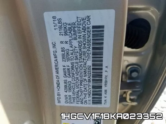 1HGCV1F18KA023352 фото 2